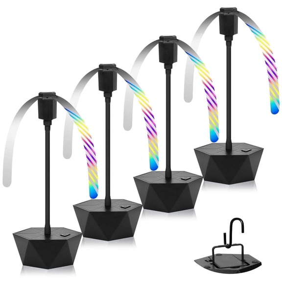 HKKDKTA Fly Fans for Tables, 4 packs Fan Portable with Holographic Blades and Hooks, Batteries Powered Table Fan for BBQ, Party, Kitchen and Picnic