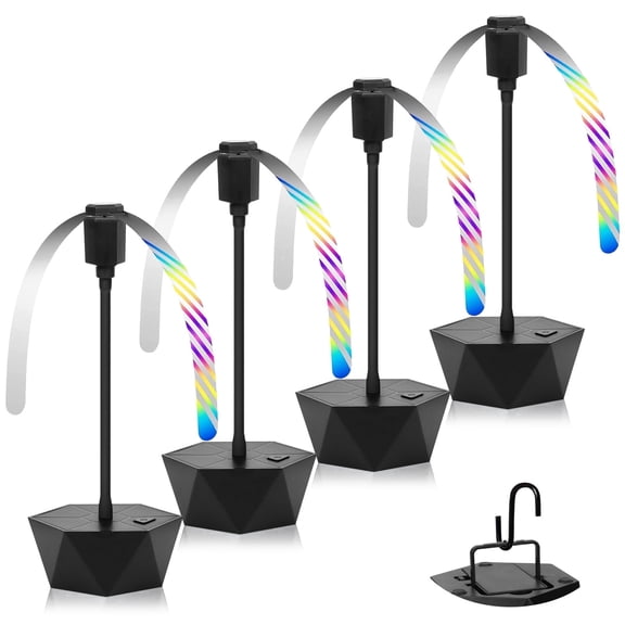HKKDKTA Fly Fans for Tables, 4 packs Fan Portable with Holographic Blades, Batteries Powered Table Fly Spinner for BBQ, Party, Kitchen and Picnic