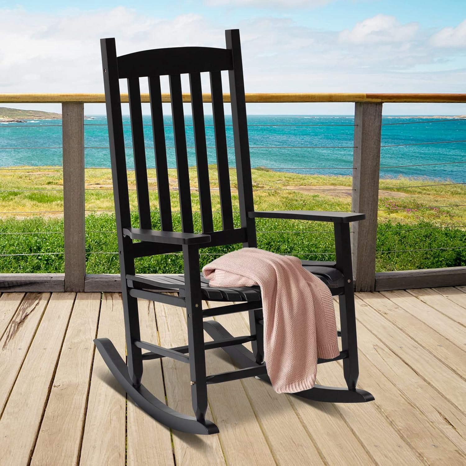 Porch Rocker Can HKLGorg Wooden Outdoor Rocking Chair, Patio Rocking Chair Porch Rocking ...