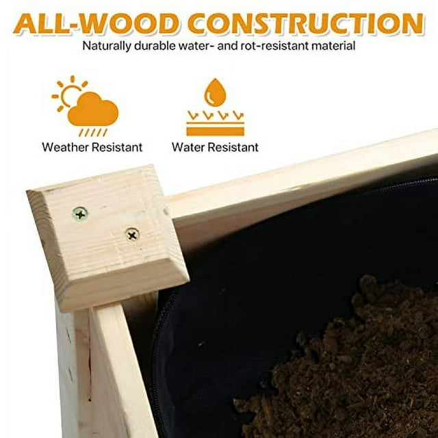 Wooden Raised Garden Bed 48x24x30in Elevated Wood Planter Box