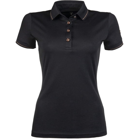 HKM Rosegold Glamour Style Polo Shirt-Black-XS