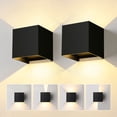 thumbnail image 1 of HKMGT 10W Modern Cube LED Outdoor Wall Sconce, Adjustable Light Angle, IP65 Waterproof, Black Aluminum Wall Wash 2 Pack, 1 of 10