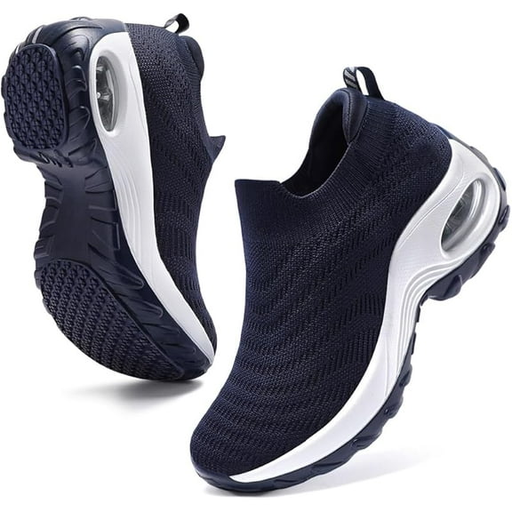 HKR Women's Walking Shoes Arch Support Non Slip Work Shoes Breathable Knit Upper Lightweight for Plantar Fasciitis