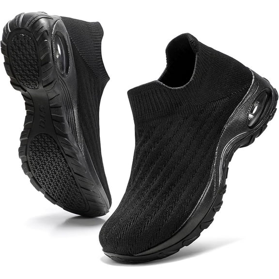 HKR Women's Walking Shoes Arch Support Non Slip Work Shoes Breathable Knit Upper Lightweight for Plantar Fasciitis