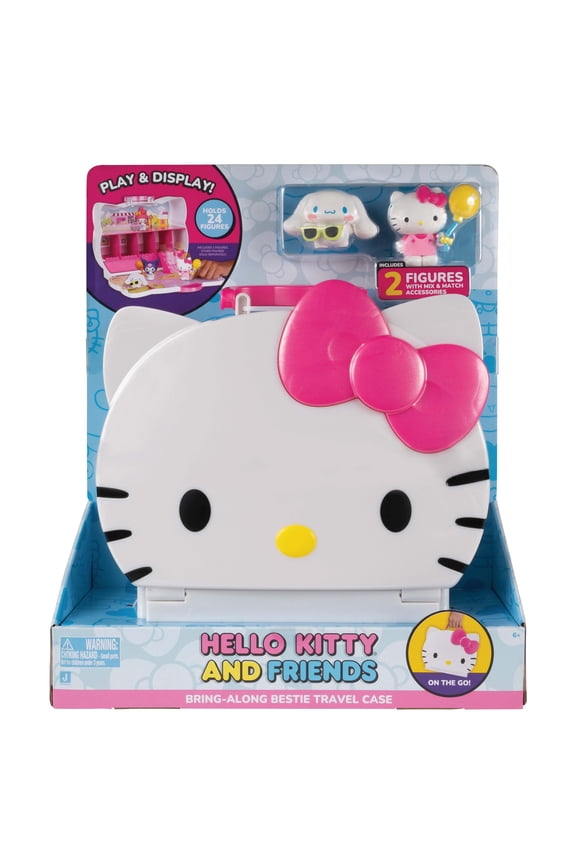 Hello Kitty and Friends Bring-Along Bestie Travel Case - Play & Display Toy with 2 Figures, Storage, & 3 Play Areas with Accessories