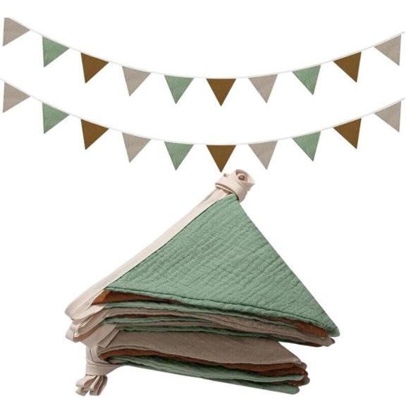 HKUKY 17 ft Pennant Banner Flags, Triangle Bunting Flag Party Banner for Nursery Decor Baby Birthday Boho Wedding Shower Party Event, Each 5 Inch