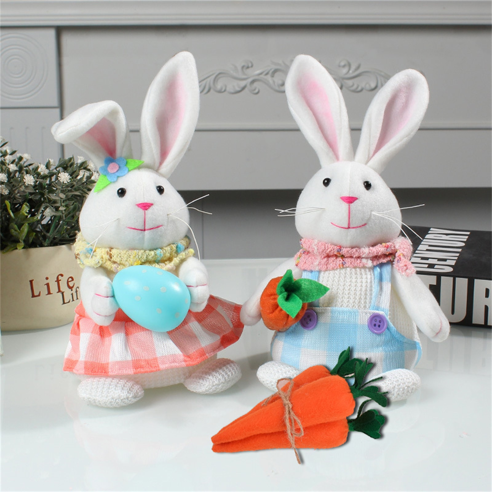 HKUKY 3 Pcs Easter Carrot Stuffed Animals Toys,Easter Hanging Carrot