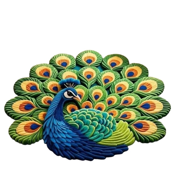 HKUKY 3D Peacock Flower Door Mat Non Slip Absorbent Rug Bathroom Elegant Design Spa Like Feel Soft Underfoot 24x24 Inch
