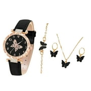 HKUKY 5pcs/set Fashion Butterfly Ladies Belt Watch Set