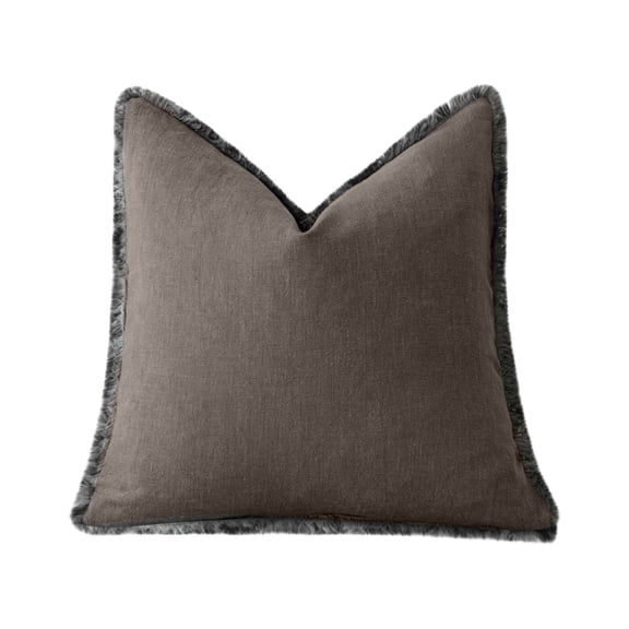 HKUKY Decorative Throw Pillow Cover 18x18 Inch Soft Pattern with Boho Fringe Edge for Sofa Couch, Gray
