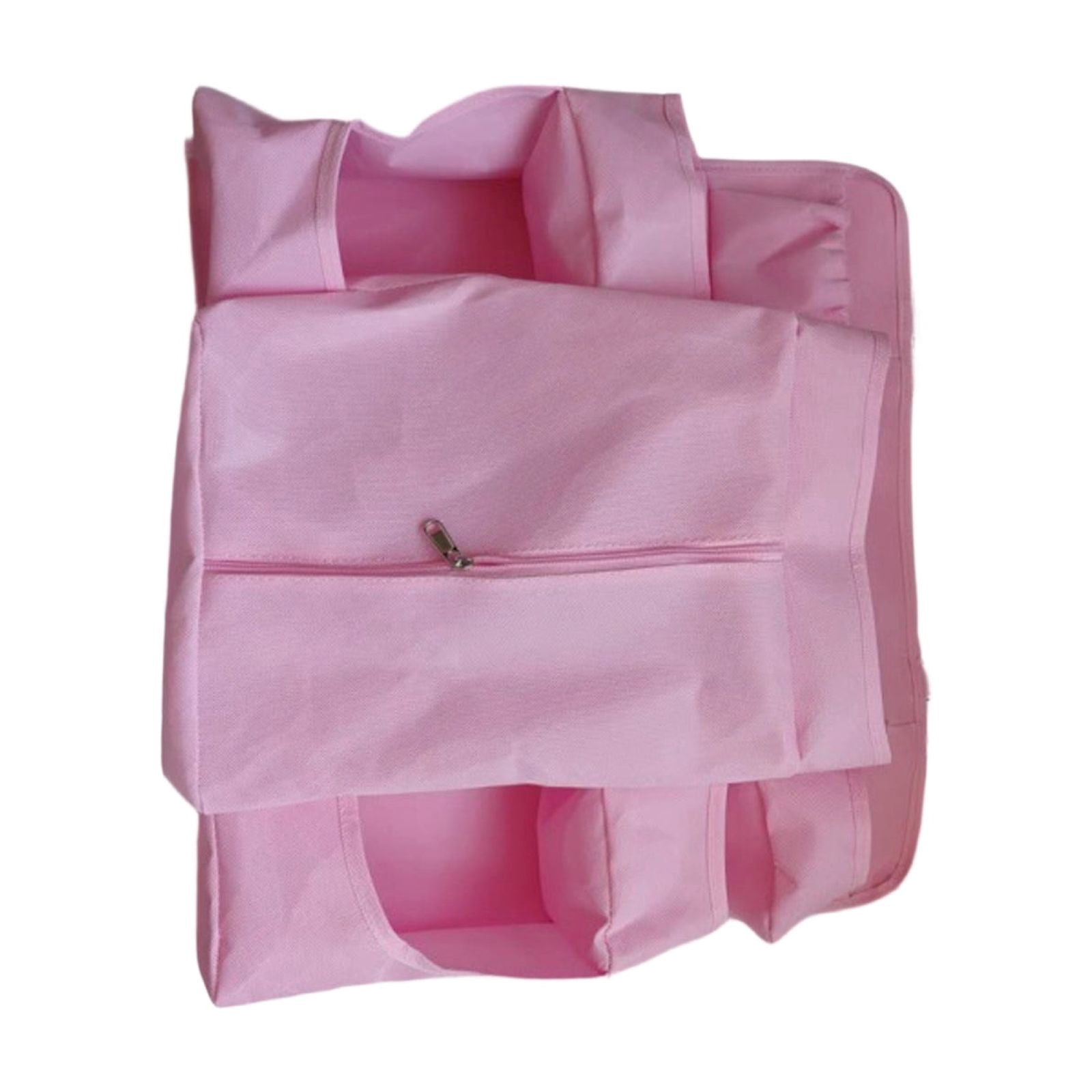 HKUKY Foldable Hanging Storage Bag for Crib Nursery Organizer with Pockets for Diaper and Toys Pink