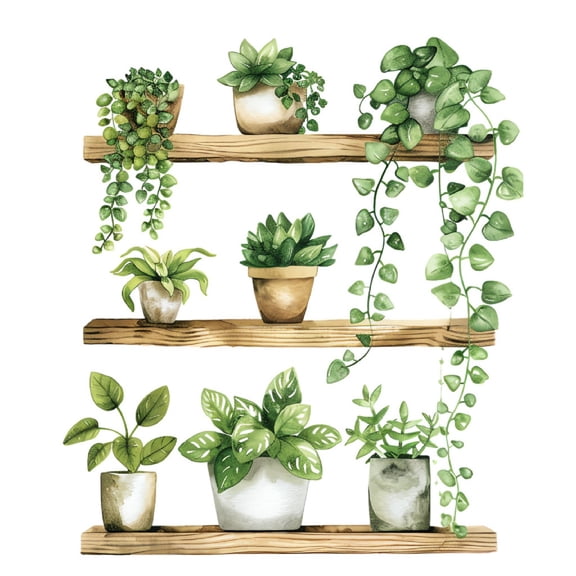 HKUKY Green Plant Wall Sticker Pvc Waterproof Adhesive Leaf Decal for Bedroom Living Room Decor, Green