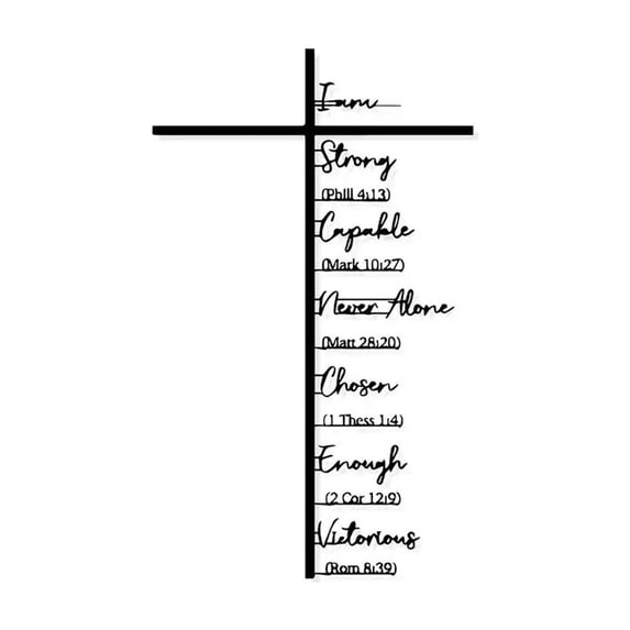 HKUKY Metal Cross Wall Art Black Silhouette Wall Hanging with Bible Verse for Living Room Bedroom 12 Inch, Black