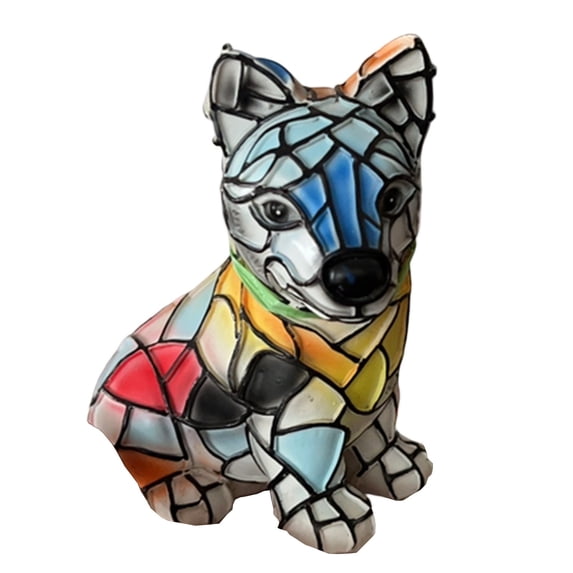 HKUKY Resin Animal Light Dog Lamp Stained Glass Decor Home Adjustable Brightness Design Office Desk Shelf Tv Stand