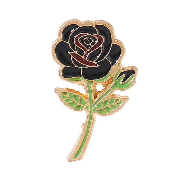 HKUKY Rose Enamel Lapel Pin Delicate Floral Brooch for Clothing Bag Hat Party Gift Jewelry Accessory Simple Gift for Coworker, Brown