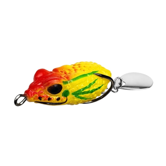 HKUKY Topwater Frog Fishing Lure Rotating Spoon Tail Sharp Treble Hook Hidden Hook Design Soft Durable Body Surface Splash Action for Fishing Freshwater Lakes Ponds Red