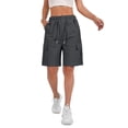 thumbnail image 1 of HKYNLAG 2026 Cargo Shorts Women Bermuda Shorts Summer Quick Dry High Waisted Long Shorts Drawstring Knee Length Plus Size Ladies Hiking Shorts with Pockets Dark Gray S, 1 of 6