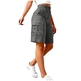 thumbnail image 1 of HKYNLAG Bermuda Cargo Shorts for Women Knee Length Casual Wide Leg High Waisted Hiking Work Summer Shorts with Pockets Gray L, 1 of 5