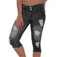 thumbnail image 1 of HKYNLAG Capri Jeans for Women Stretch Low Rise Ripped Distressed Denim Capris Raw Hem Skinny Cropped Jeans Pants Gray XL, 1 of 7