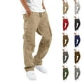 thumbnail image 1 of HKYNLAG Cargo Pants for Men Work Pants for Men Solid Casual Multiple Pockets Outdoor Straight Type Fitness Pants Cargo Pants Trousers Brown XL, 1 of 6