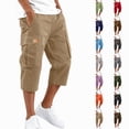 thumbnail image 1 of HKYNLAG Cargo Shorts for Men Stretch Waist Below The Knee Long Shorts Relaxed Fit Hiking Capri Short Mulit Pockets Brown M, 1 of 7