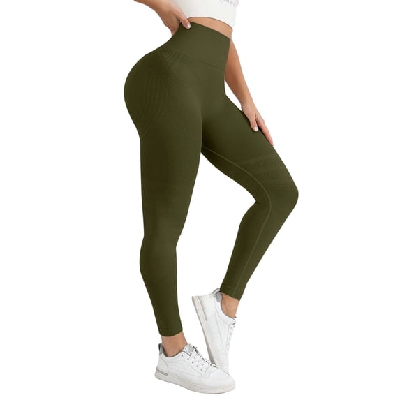 HKYNLAG Compression Leggings, Anti Cellulite 3D Compression Butt Lifting Tummy Control with Resistance Band Leggings Green L