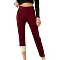 thumbnail image 1 of HKYNLAG Fleece Lined Leggings Women Thermal Thick Winter Warm High Waisted Tummy Control Soft Snow Pants Wine XL, 1 of 3