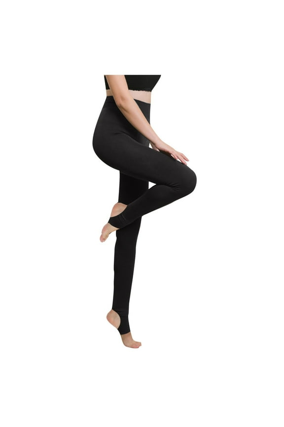 Fleece Lined Leggings Women Warm Elastic Waistband Stirrup Thermal Workout Leggings Comfy Gym Athletic Yoga Pants Black XL