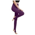 thumbnail image 1 of HKYNLAG Fleece Lined Leggings Women Warm Elastic Waistband Stirrup Thermal Workout Leggings Comfy Gym Athletic Yoga Pants Purple L, 1 of 6