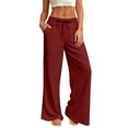thumbnail image 1 of HKYNLAG Linen Pants Women Wide Leg Palazzo Pants Beach Vacation Outfits Cotton Summer 2026 Flowy Clothes Trousers with Pockets Red XL, 1 of 7