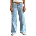 thumbnail image 1 of HKYNLAG Low Rise Jeans for Women 2025 Baggy Straight Wide Leg Pants Loose Fit Y2k Boyfriend Trendy Stretch Long Denim Pants Cyan M, 1 of 6