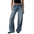 thumbnail image 1 of HKYNLAG Low Rise Jeans for Women 2025 Baggy Straight Wide Leg Pants Loose Fit Y2k Boyfriend Trendy Stretch Long Denim Pants Navy L, 1 of 6