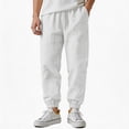 thumbnail image 1 of HKYNLAG Men's Linen Joggers Summer Beach Lightweight Drawstring Yoga Pants Baggy Casual Elastic Waist Breathable Jogger Pants White L, 1 of 6