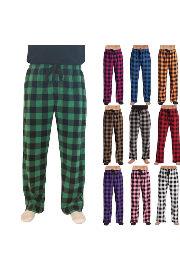 Men's Pants Buffalo Plaid Pajama Pants Mens PJ Pajama Pants Bottoms Caual Lounge Pants Sleepwear Christmas PJs with Pockets Blue L