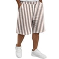 thumbnail image 1 of HKYNLAG Men's Summer Beach Shorts Elastic Waist Drawstring Striped Bermuda Shorts Casual Vacation Holiday Shorts with Pockets Khaki 4XL, 1 of 5