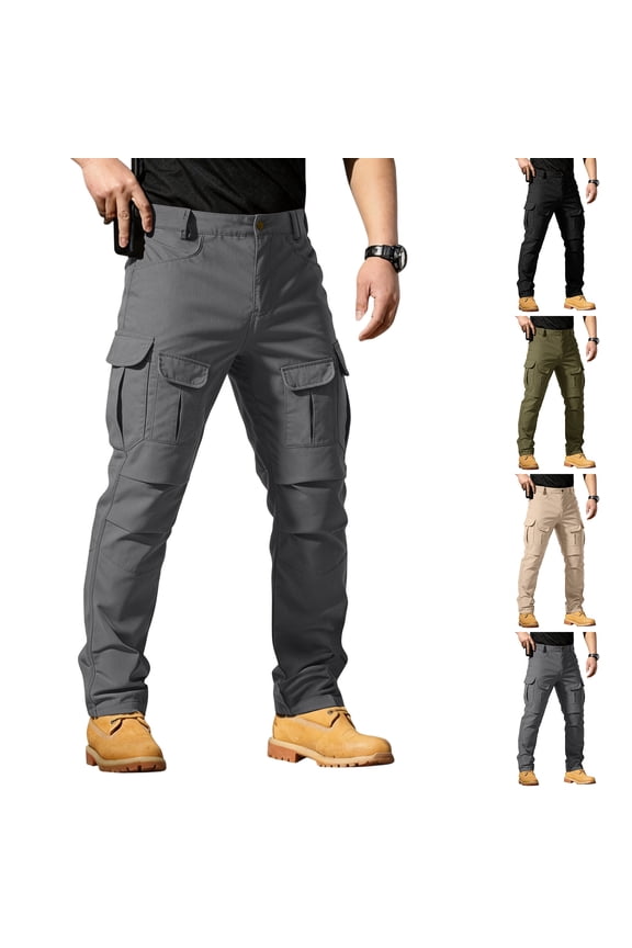 Men's Tactical Cargo Pants Relaxed Fit Quick Dry Ripstop Waterproof Stretch Outdoor Hiking Pants with Multi Pockets Gray XL