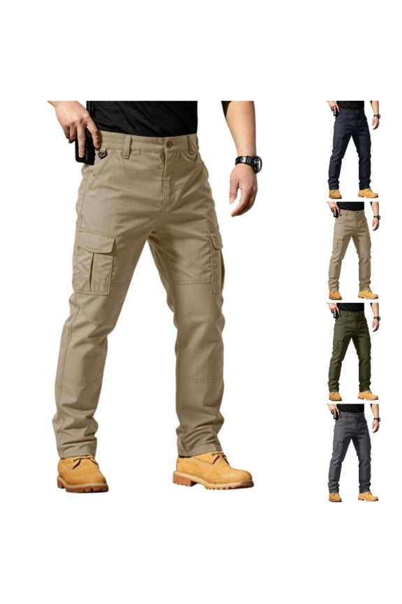 Men's Tactical Cargo Pants Water Proof Lightweight Hiking Pants Outdoor Work Pants with Multi Pockets Khaki 3XL