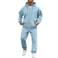 thumbnail image 1 of HKYNLAG Men's Tracksuits Sweatsuits for Men Pullover Hooded Sports Sweat Track Suits 2 Piece Casual Athletic Jogging Warm Up Full Zip Sets Long Sleeve Trousers Light Blue 2XL, 1 of 8