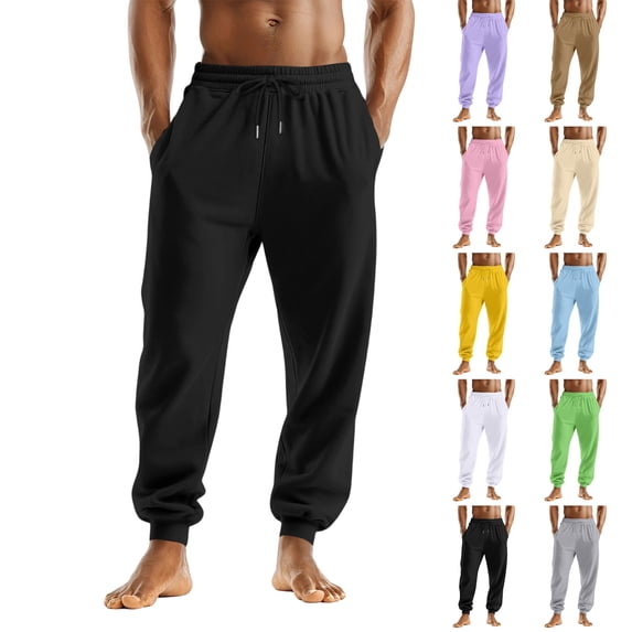 HKYNLAG Mens Baggy Sweatpants with Pockets Drawstring Elastic Waist Loose Soft Joggers Sweatpants for Workout Running Pink 3XL