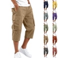 thumbnail image 1 of HKYNLAG Mens Cargo Shorts Below Knee Casual Elastic Waist Drawstring Work Capris Relaxed Fit Hiking Long Short Pants with Multi Pockets Light Green S, 1 of 5