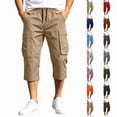 thumbnail image 1 of HKYNLAG Mens Cargo Shorts Long Capri Below The Knee Shorts 3/4 Length Relaxed Fit Long Shorts with Pockets Purple 4XL, 1 of 6