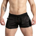 thumbnail image 1 of HKYNLAG Mens Mesh Workout Shorts Sexy Breathable Drawstring Side Stripe Running Shorts See Through Fitness Beach Shorts Black XL, 1 of 6