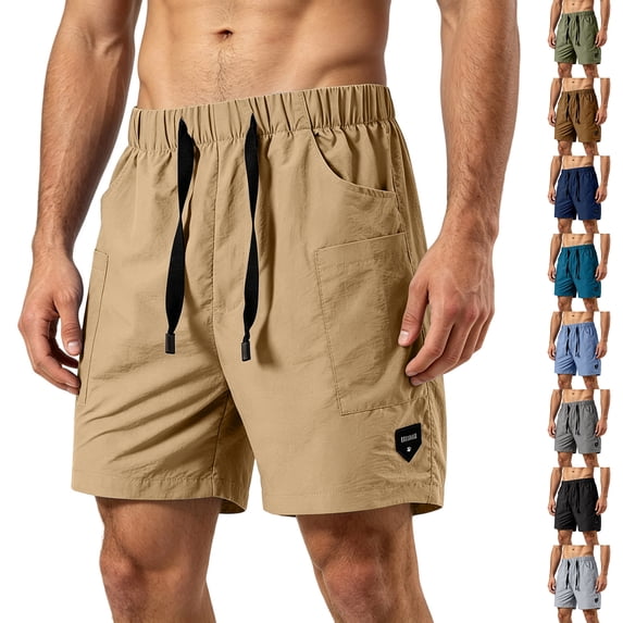 HKYNLAG Mens Running Shorts Quick Dry Workout Shorts Casual Drawstring Elastic Athletic Gym Shorts with Pockets Light Blue M