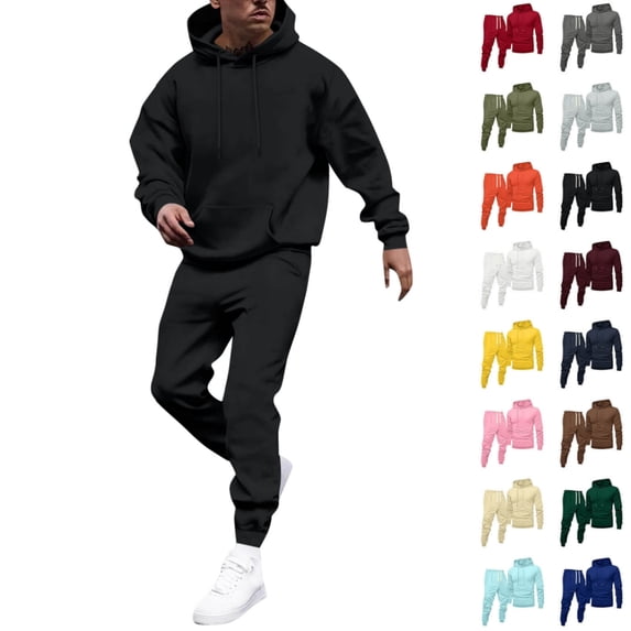 HKYNLAG Mens Sweatsuits Jogging Track Suits 2 Piece Matching Sets Fall Winter Outfits Casual Comfy Athletic Tracksuits Dark Gray S