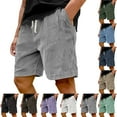 thumbnail image 1 of HKYNLAG Pacificozy Men's Shorts, Casual Corduroy Drawstring Elastic Waist, Summer Loose Fit Beach Shorts with Pockets Army Green 3XL, 1 of 6