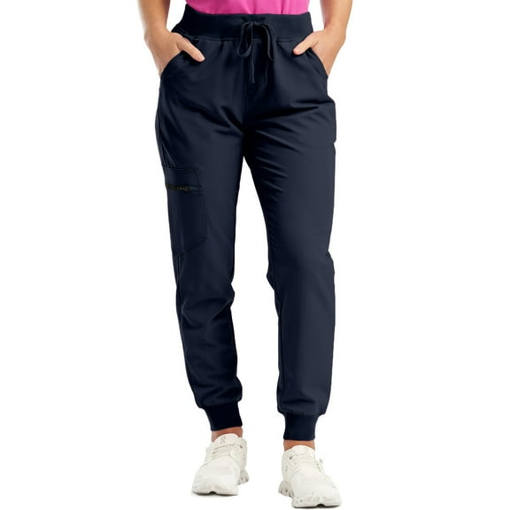 HKYNLAG Petite/Regular/Tall Stretchy Jogger Scrubs Yoga Style Scrub Pants for Women High Waisted Joggers Pants Navy M