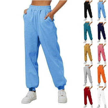 HKYNLAG Sweatpants for Women Trendy Drawstring High Waisted Loose Joggers with Pockets Fall Winter Comfy Workout Gym Running Trousers Orange XL