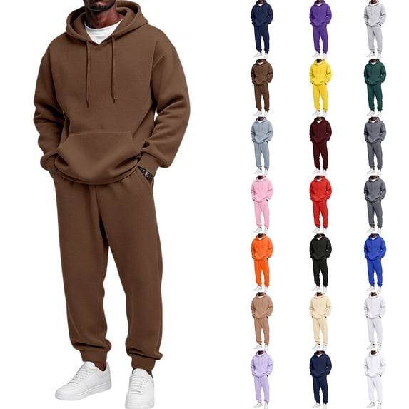HKYNLAG Sweatsuits for Men 2 Piece Workout Fall Winter Hooded Sweatshirt and Sweatpant Set Casual Outfits with Pockets Light Purple S