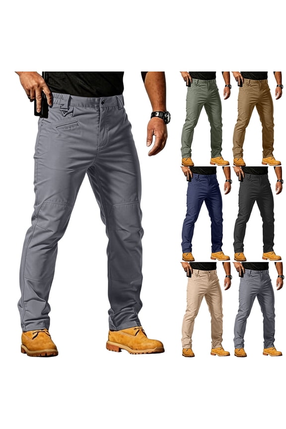 Tactical Cargo Pants for Men Water Proof Carpenter Pants Fishing Outdoor Cargo Sweats Rain Pant Stretch Cargo Joggers Breathable Construction Work Pants Khaki 2XL