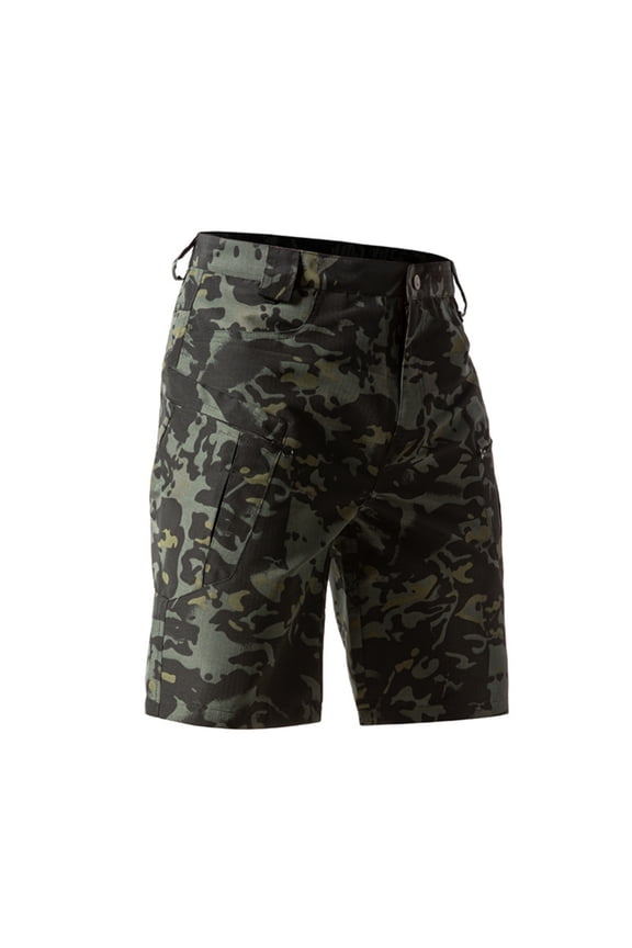 Tactical Shorts for Men Outdoor Casual Painters Shorts Quick Dry Camouflage Hiking Work Cargo Shorts with Multi Pocket (No Belt) Dark Green 3XL